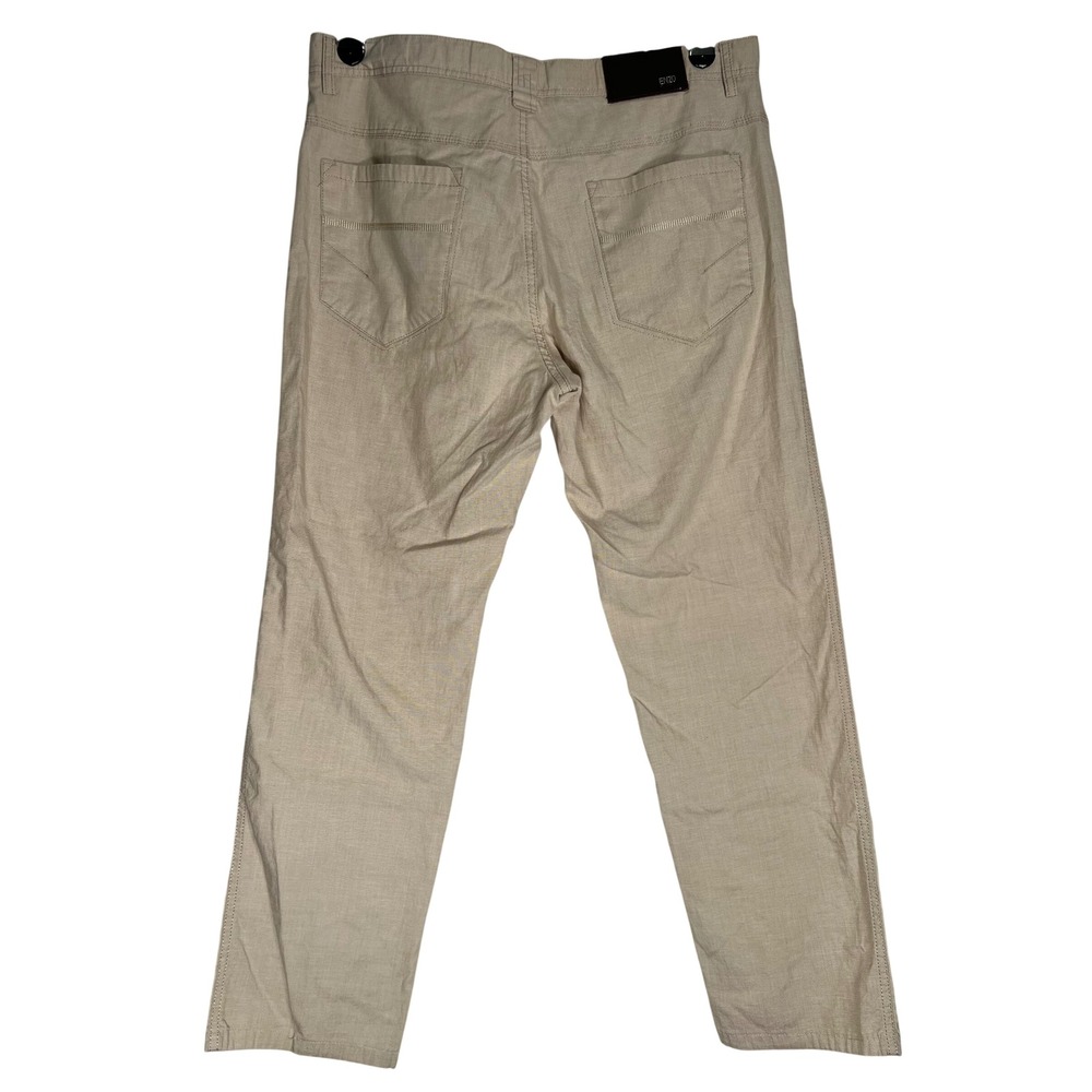 Enzo Tovare Mens 34x28 Beige 100% Cotton Straight Leg Flat Front Chino Pants - Picture 2 of 7